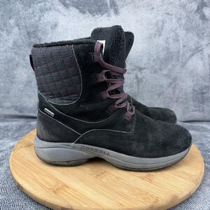 Merrell Boots Womens Size 8 Black Suede Quilted Mid Calf Winter Snow J309573C